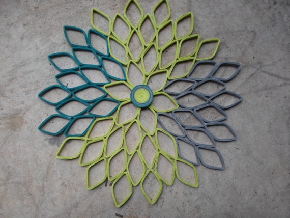 Teal Lime Green Home Decor Dahlia Wall Hanging Large Wall Art Etsy