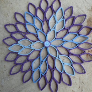 Dahlia wall hanging Paper wall decoration Purple home decor Trendy Modern