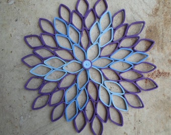 Dahlia wall hanging Paper wall decoration Purple home decor Trendy Modern