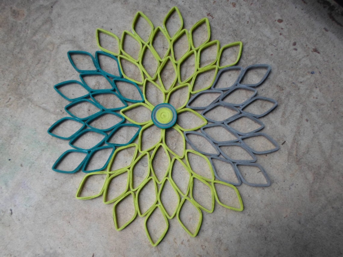 Teal Lime Green Home Decor Dahlia Wall Hanging Large Wall Art Etsy