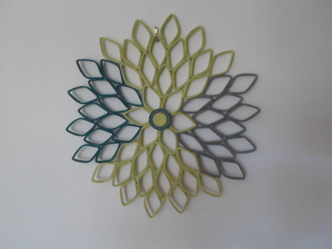 Teal Lime Green Home Decor Dahlia Wall Hanging Large Wall Art Etsy