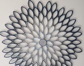 Navy Blue and Gray Large Wall Hanging Round Geometrical Petals Living Room Decor