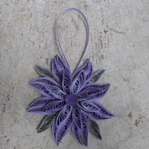 Purple Christmas tree ornament Gray Paper decoration Flower ornament Snowflake Modern Trendy Holidays decor image 5