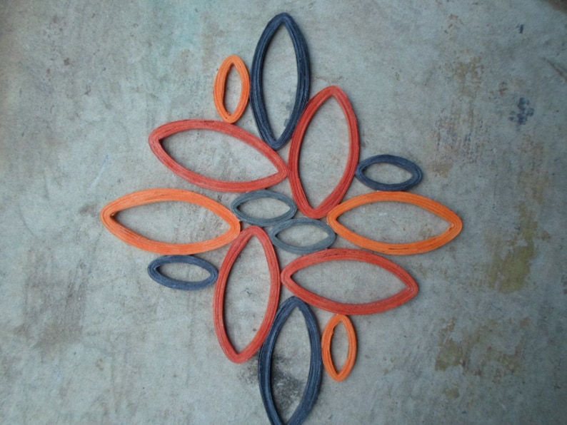 Geometrical Wall Art Orange Gray Home Decor Contemporary Wall Etsy