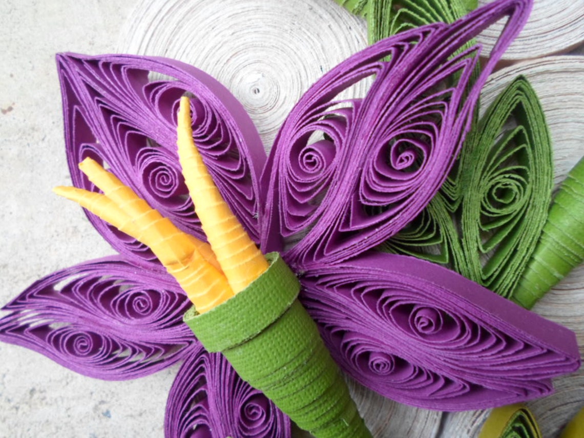 Purple Paper Flowers Wall Art Quilled Wall Hanging Home Decor Etsy