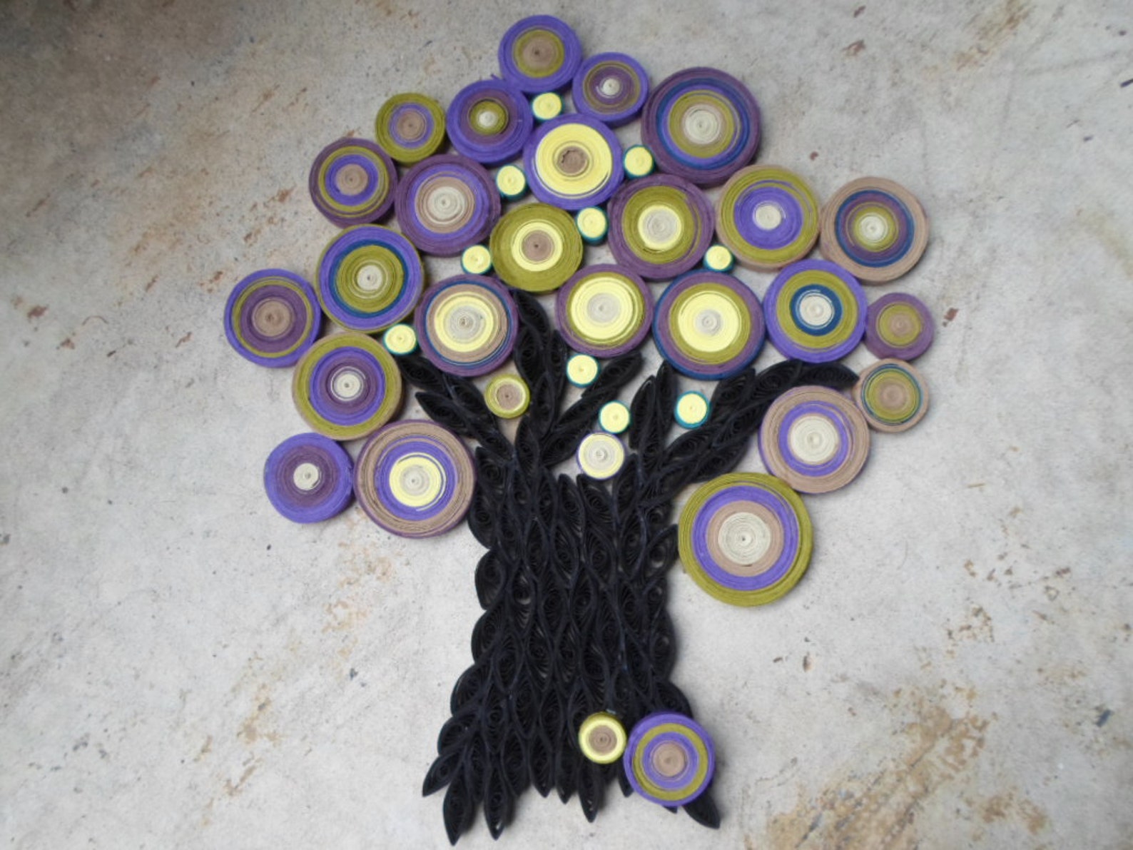 Abstract Paper Tree Wall Hanging in Purple Yellow and Green Etsy