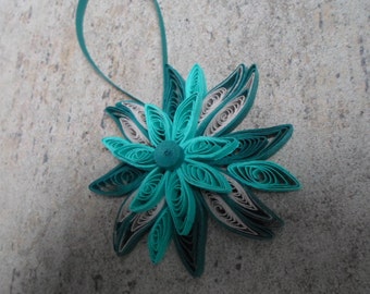 Teal Christmas tree ornament Paper flower decoration Holidays decor