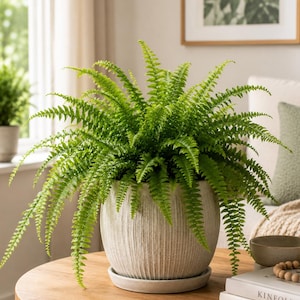 Boston Fern Houseplant – Lush Green Fronds, Elegant Foliage, 12cm Pot