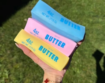 Knuspriges Butter-Quetschspielzeug – Gelb & Mintgrün | Langsam aufsteigendes Stressabbau-Fidget-Toy für Schreibtisch, Auto oder Nachttisch