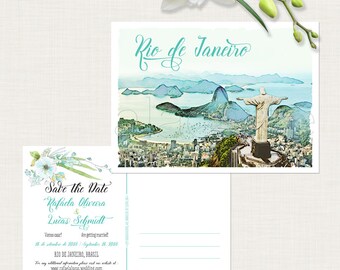 Portuguese Countryside Postcard Wedding Save the Date Cards and Envelopes