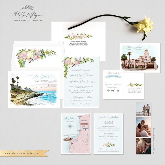 Destination Wedding Invitation La Jolla California San Diego Etsy