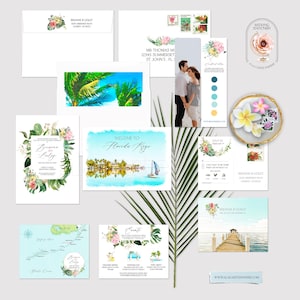 Florida Keys Key Largo Islamorada USA Destination wedding invitation watercolor illustrations tropical wedding invitation Deposit Payment