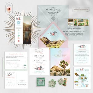 Joshua Tree California Bohemian Destination Wedding Invitation Desert Cacti Watercolor Illustrated Wedding Invite Listing is a DEPOSIT ONLY!
