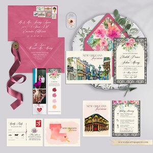 Wedding Invitation Set New Orleans Louisiana NOLA Destination USA French Quarter Watercolor Illustrated Wedding Invitation - Deposit Payment