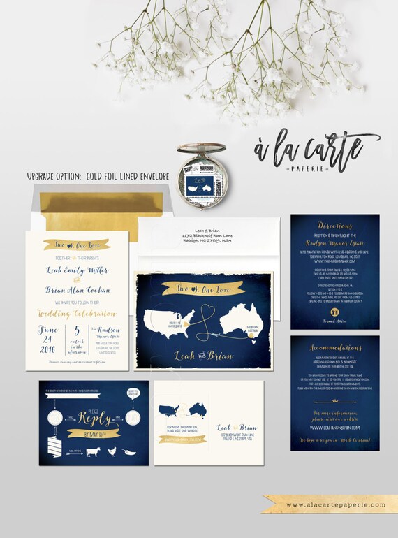 Destination Wedding Invitation Map Style Wedding Invitation Etsy