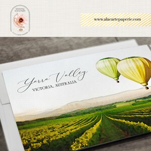 Australia Yarra Valley VIC Winery Wedding Watercolor Illustrated Destination Wedding Invitation Green Gold Deposit Payment image 4