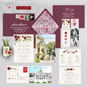 Mexico City Ciudad de México Destination Wedding Watercolor Illustrated Traditional Mexican Wedding Floral - Deposit Payment