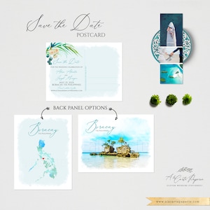 Boracay die Philippinen Hochzeit Hochzeit Aquarell Einladung Manila Save the Date Postkarte zweisprachige Hochzeitseinladung ANZAHLUNG