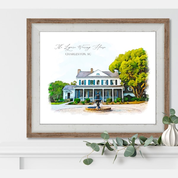 Charleston South Carolina Legare Waring House illustration art print from an watercolor painting drawing