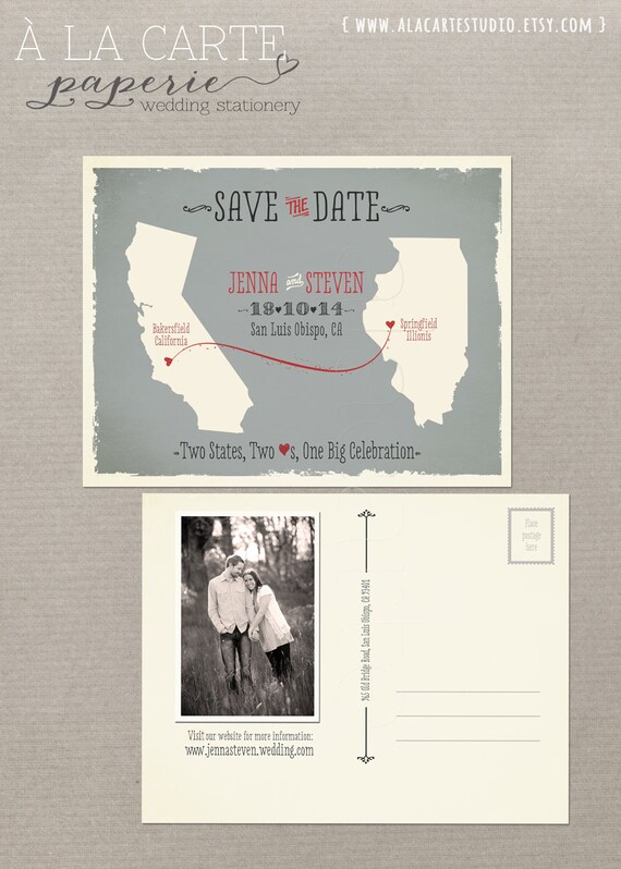 Destination Wedding Invitation Us State Wedding Modern Save Etsy