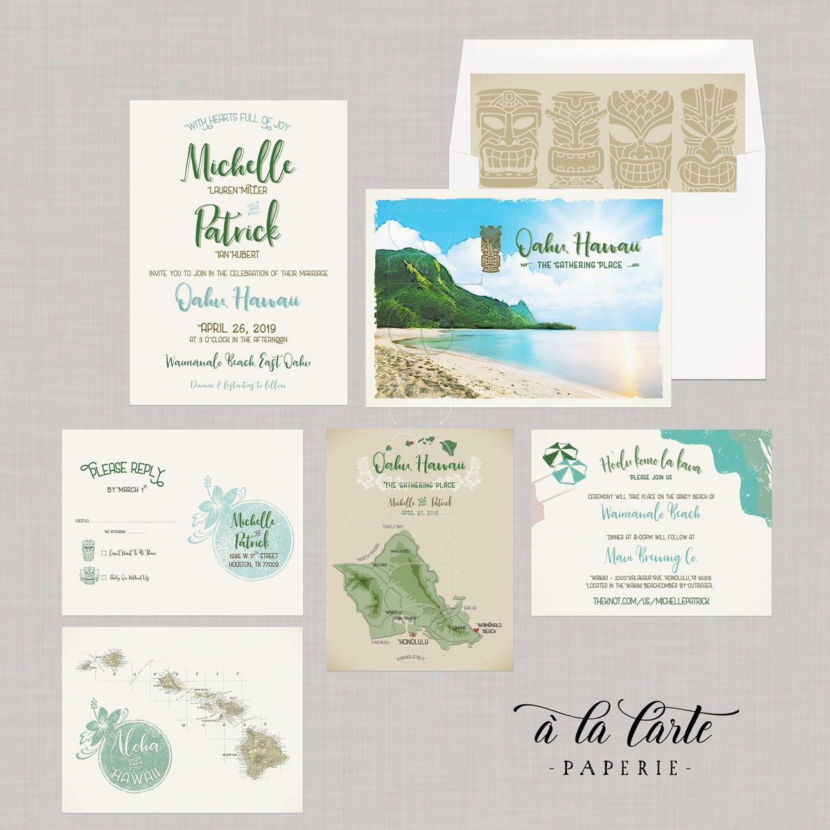 Destination wedding invitation Hawaii Kauai Oahu Island Etsy