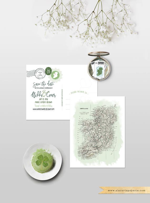 Ireland Destination Wedding Save The Date Postcard Destination Etsy