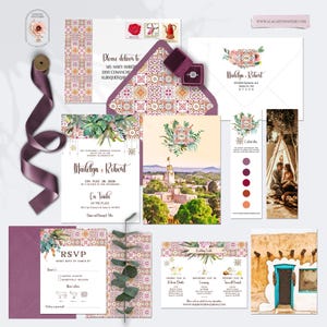 Santa Fe NM New Mexico USA Destination Wedding Invitation Desert Wedding Cacti Succulent Watercolor Illustrated Invitation Deposit Payment