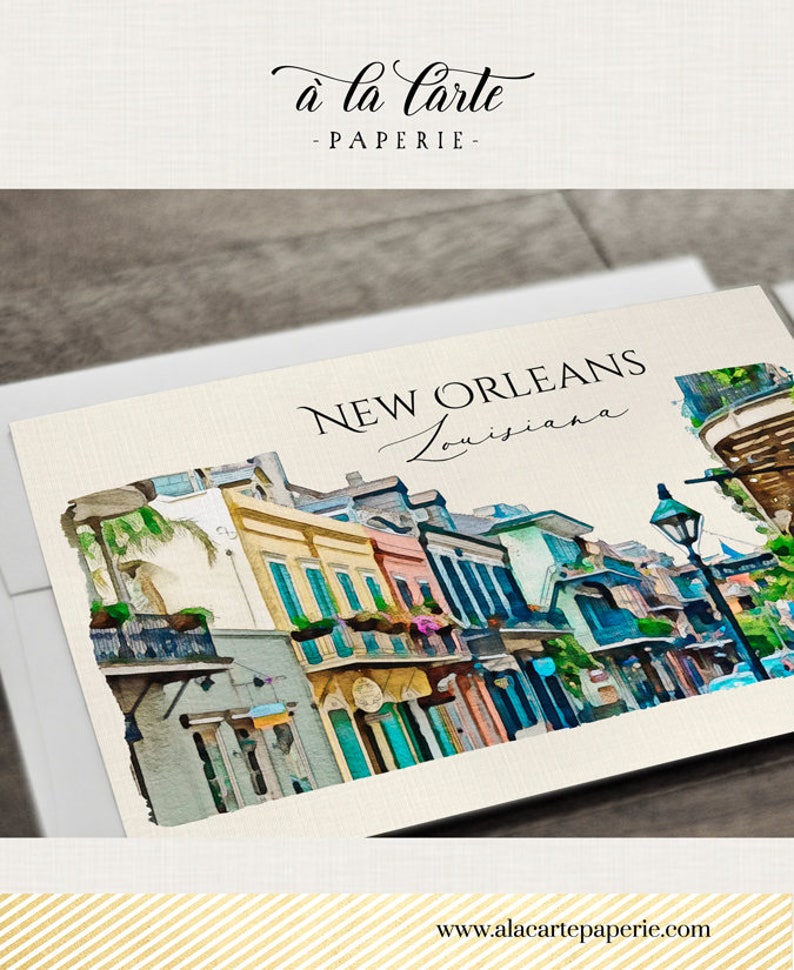 New Orleans Louisiana NOLA Destination wedding invitation USA NOLA French Quarter Jazz watercolor illustrated wedding invitation set image 2