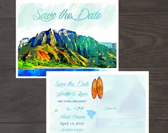 Destination wedding invitation Hawaii Wedding Watercolor Save the Date Card postcard illustrated wedding save the date DEPOSIT PAYMENT