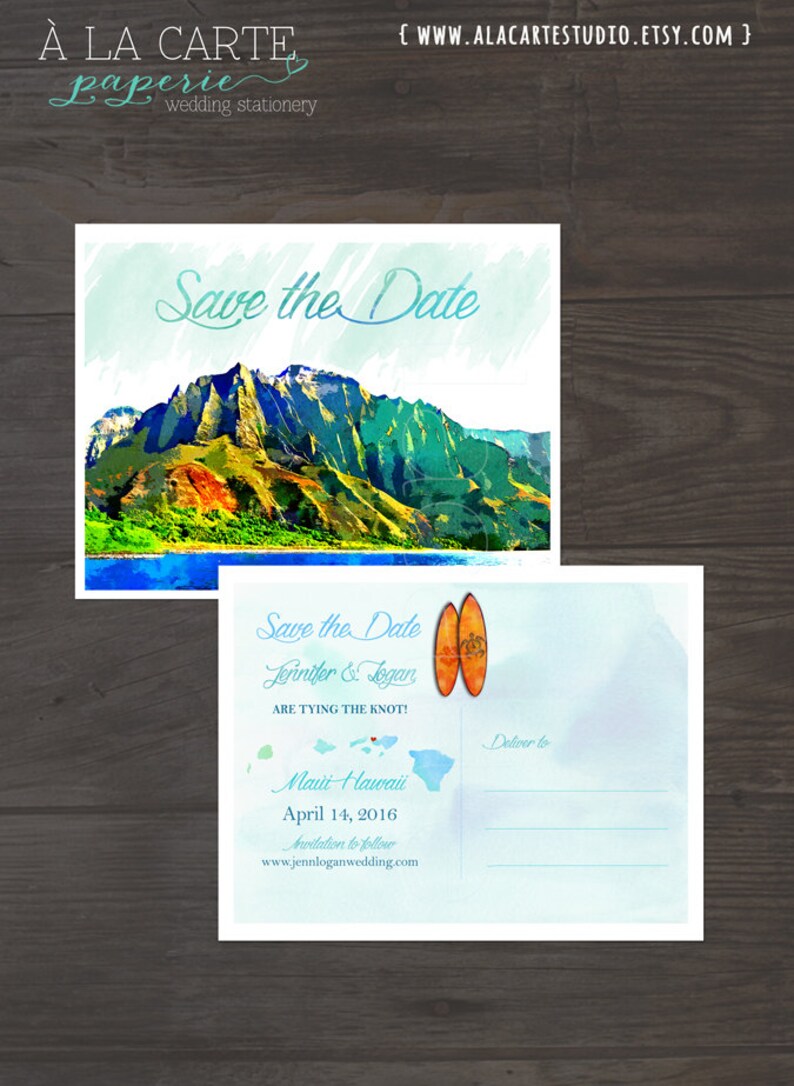 Destination wedding invitation Hawaii Wedding Watercolor Save the Date Card postcard illustrated wedding save the date DEPOSIT PAYMENT