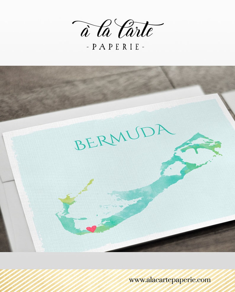 Bermudes Tropical Destination Wedding Invitation Beach Caribbean Island Aquarelle Illustrée Wedding Invitation Set Paiement de dépôt image 2