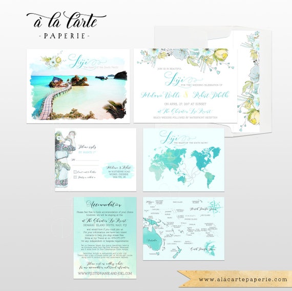 Destination wedding invitation Pacific Islands Oceania Fiji Etsy