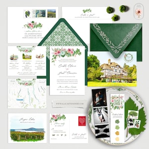 Finger Lakes, NY New York USA Keuka Seneca Cayuga Owasco Lake Destination watercolor illustrated wedding invitation - Deposit Payment