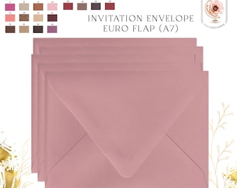 Blank Color Envelopes A7 Euro Flap 5.25 x 7.25 size to perfectly fit your 5x7 card or invitation - WARM colors: red - pink - brown tones