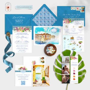 Rovinj Croatia Istria Destination wedding invitation watercolor illustrated set European Adriatic invitation cards - Deposit Payment