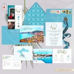 Croatia Split Destination wedding European Adriatic invitation watercolor illustrated Europe watercolor Illustrated card - Deposit Payment