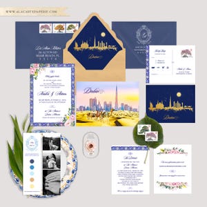 Dubai United Arab Emirates watercolor illustrated Destination wedding invitation wedding invitation - Deposit Payment