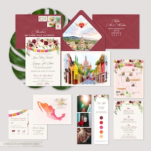 Mexico San Miguel de Allende Destination Wedding Watercolor Illustrated Traditional Mexican Wedding with Florals Picado Map -Deposit Payment