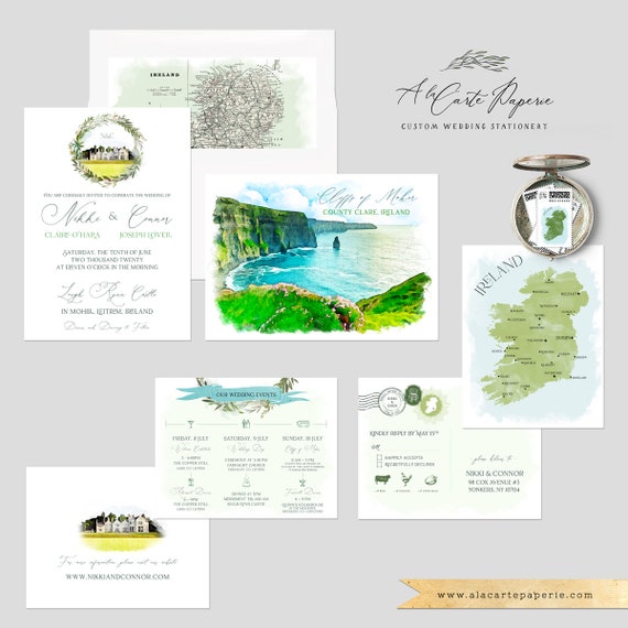 Destination Wedding Invitation Ireland Cliffs Of Moher Irish Etsy