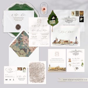 Hochzeitseinladung Krakau Polen Ostsee Hochzeitseinladung Aquarell Illustriert - Anzahlung