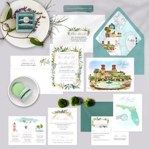 St. Augustine Florida The Lightner Museum Destination wedding invitation watercolor illustrated tropical wedding invitation -Deposit Payment