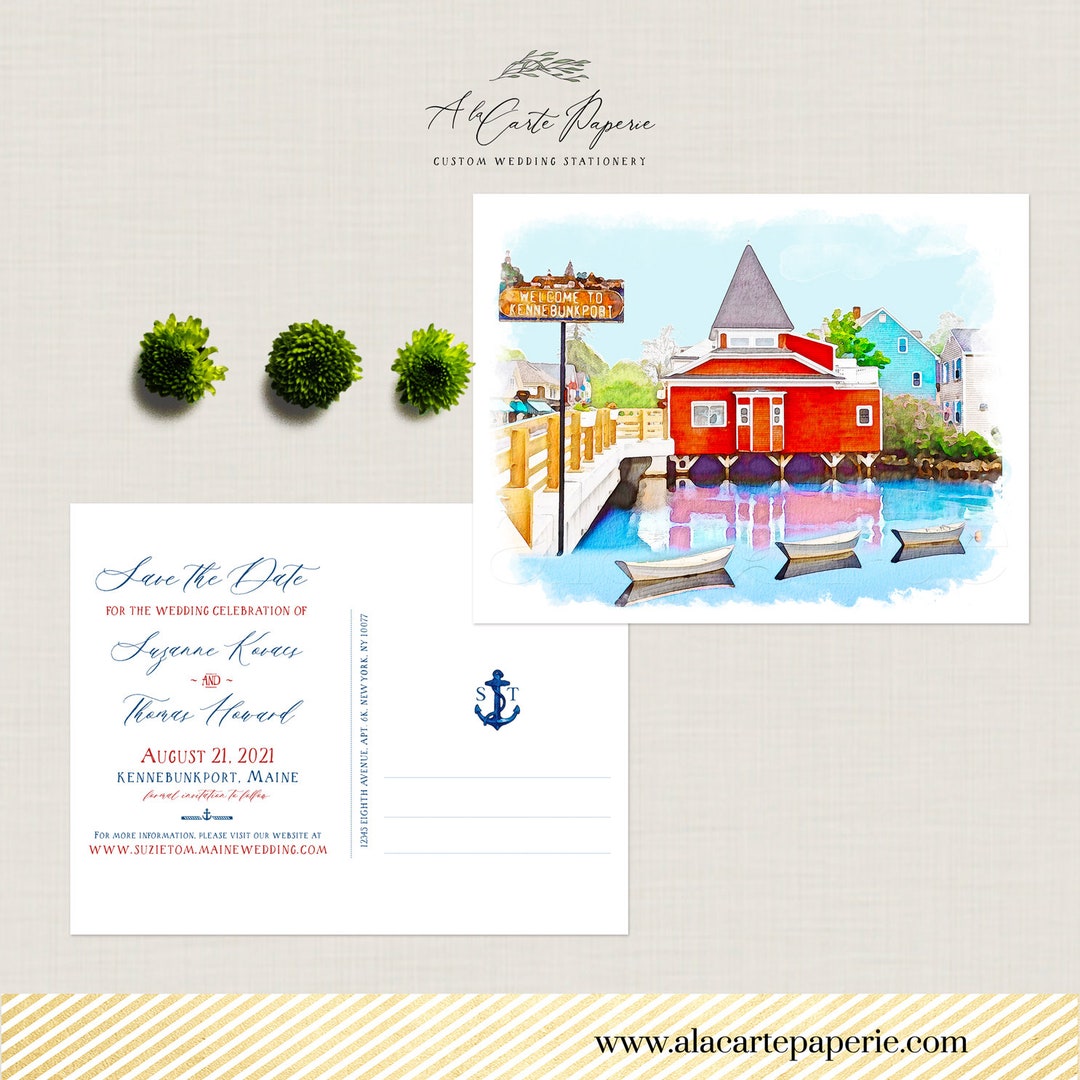 Kennebunkport Maine Destination Save the Date Postcard Wedding Etsy UK