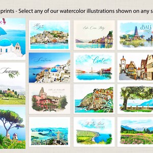 Art print of a watercolor map or painting, drawing  - select any of our watercolor illustrations or maps in our store