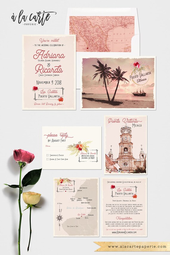 Mexico Puerto Vallarta Destination Wedding Invitation Etsy