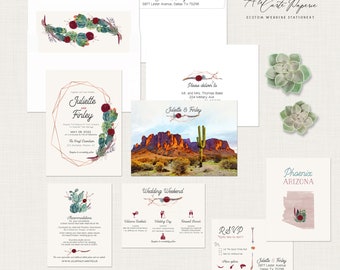 Phoenix Sedona Arizona USA Destination wedding invitation Desert Wedding cactus succulent watercolor illustrated invitation Deposit Payment