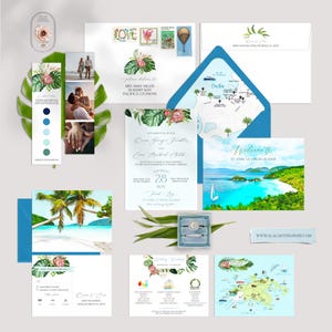PRINTED St. John USVI Virgin Islands Destination Wedding Invitation Caribbean Island watercolor illustrated Wedding invite - Deposit Payment