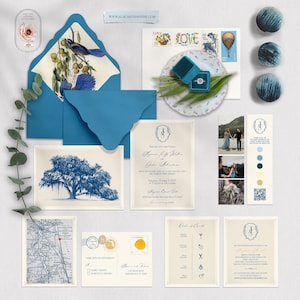 PRINTED Destination Wedding Invitation Vintage Florida Oak Tree Spanish Moss Florida Georgia Watercolor Illustrated invite - Deposit payment