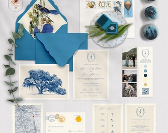 Florida Oak Tree Wedding Invitations, Spanish Moss Watercolor Suite
