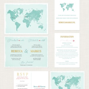 Destination wedding invitation Bilingual RSVP - Two Countries, Two Hearts One Love English-Dutch DEPOSIT Payment