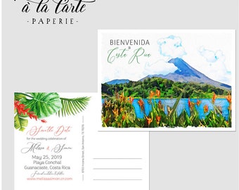 Costa Rica Destination Wedding Invitation Set Tropical Save the Date postcard  - Deposit payment